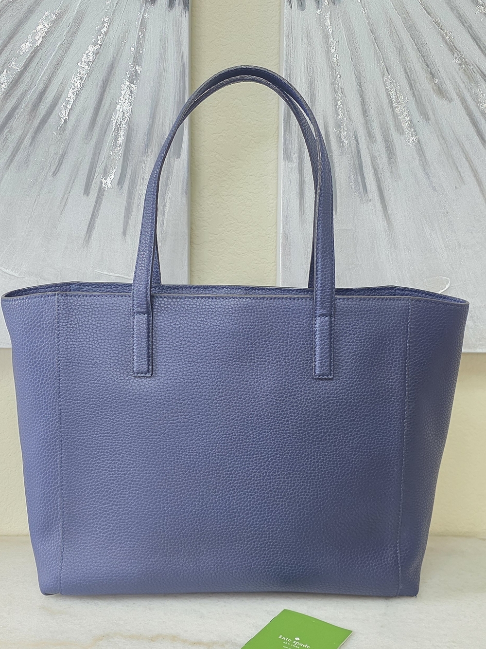 Kate Spade Francisca Bridge Place Large Bow Tote Navy Blue Leather - Picture 2 of 9